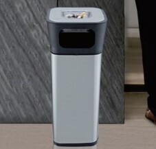 Stainless Steel &amp; PP Dustbin 20 Lit with Ashtray Bin On Top - 28x28x55.5cm