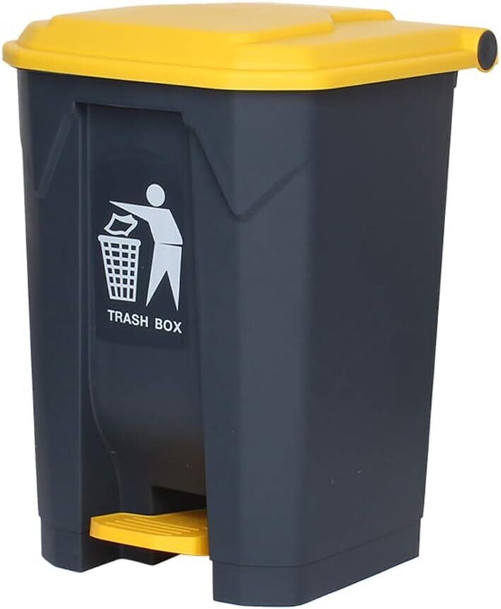 Outdoor Wheelie Bin - Large Trash Bin with Lid and Pedal (Size: 87L) Model 87L-PD-GY/YW