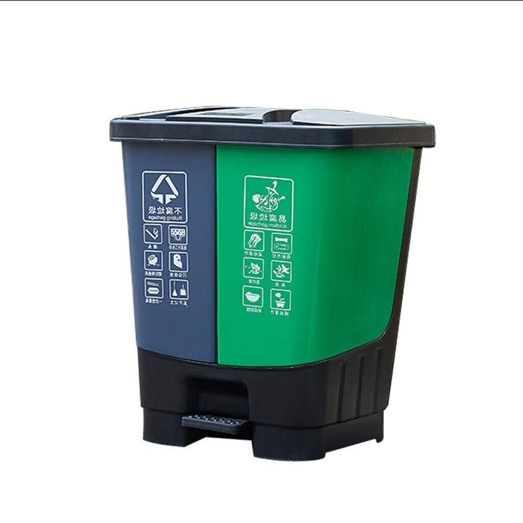 Classified DustBin 2-Part 16L - Green/Gray (28x25x36cm) (Model 16L-CD-GN/GY)