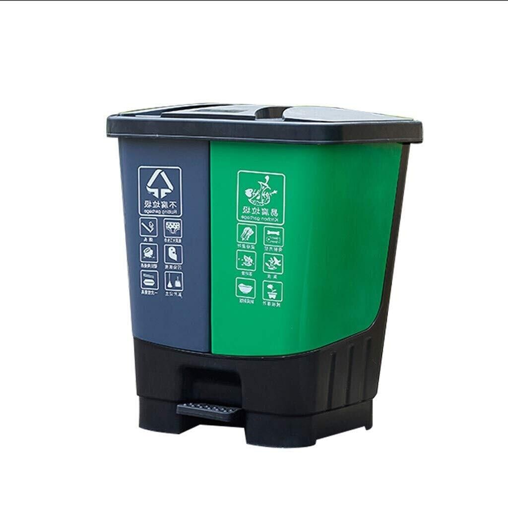 Classified Dust Bin 2-Part 16L - Green/Gray (28x25x36cm) (Model 16L-CD-GN/GY)