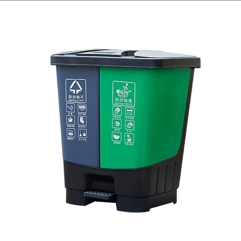 Classified DustBin 2-Part 16L - Green/Gray (28x25x36cm) (Model 16L-CD-GN/GY)