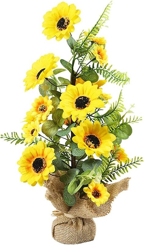 Artificial Outdoor Sunflower  Wall Hanging Shopping Yellow Spring Decorations 42*22cm