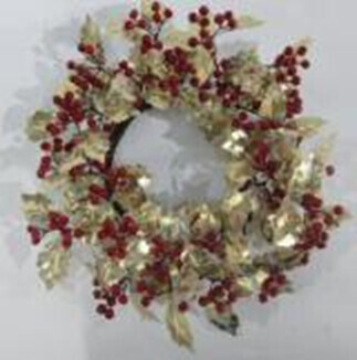 Christmas Decorated wreath with, silvery maple leaf mixed with red mini berry 30 sets 40cm out Dia SYHHB-0320212