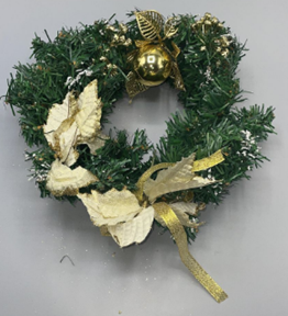 Christmas Wreath Green With Gold Decoration 30cm T-004