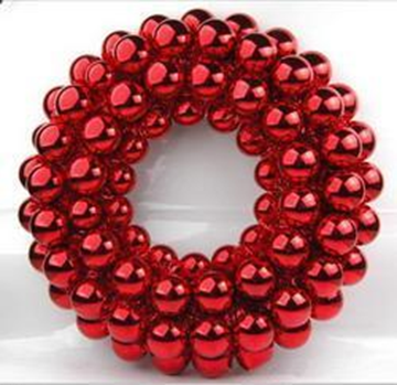 Christmas Ball Wreath 56cm Shiny Red Plastic With Red Pet Tinsel Garland At The Bottom #SYQF-0123012