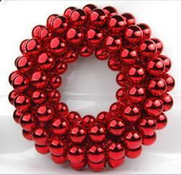 Christmas Ball Wreath 33Cm Shiny Red Plastic  With Red Pet Tinsel Garland At The Bottom #SYQF-0123011