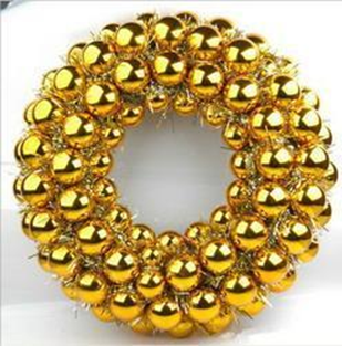 Christmas Ball Wreath 56cm Shiny Red Plastic  With Red Pet Tinsel Garland At The Bottom #SYQF-0123014