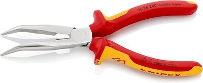 KNIPEX Tools - Long Nose Pliers With Cutter, 40 Degree Angled, 1000V Insulated (2626200), Multi, 8