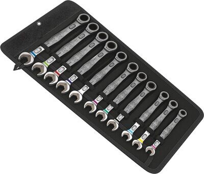 Wera 05020013001 6000 Joker Ratcheting Combination Wrenches - 11 Pieces, Multi-Color