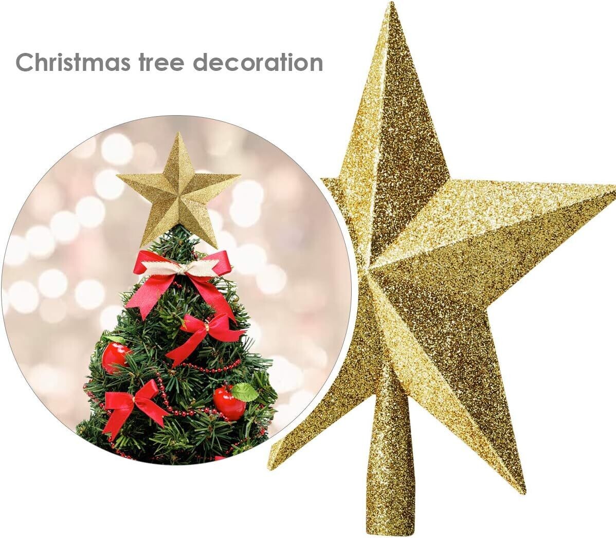 Christmas Christmas Tree Topper Star, Glitter Tree Star, Glitter 25cm #SYSDX-3320104