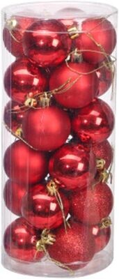 Christmas Decoration 4cms Red Balls Shinny & Mat Finish 10 Pcs #SYQB-012054