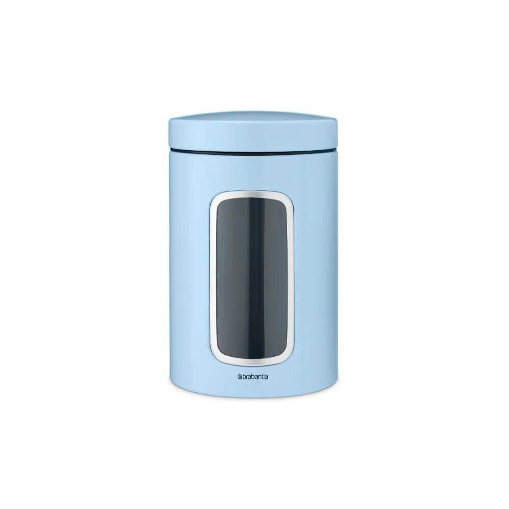 Brabantia Stainless steel Window Canister Set 1.4L (Dreamy Blue) Corrosion-Resistant Steel Kitchen Jars Pots with Flavour-Seal Lids for Tea, Coffee, Sugar #306082