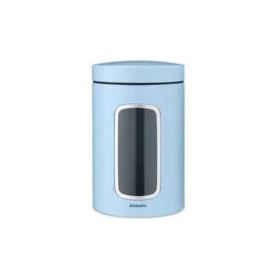 Brabantia Stainless steel Window Canister Set 1.4L (Dreamy Blue) Corrosion-Resistant Steel Kitchen Jars Pots with Flavour-Seal Lids for Tea, Coffee, Sugar #306082