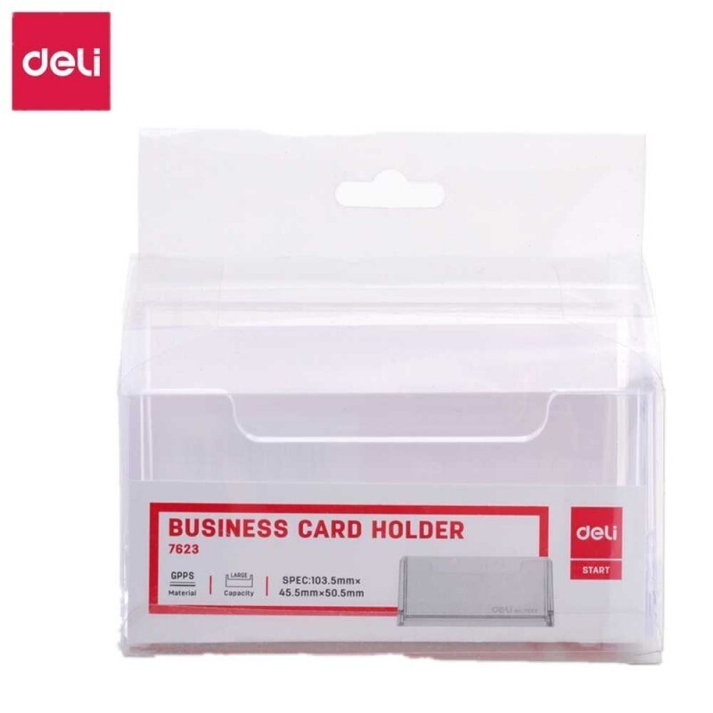 E7623 Business Card Holder DELI 100x38x82mm - Transparent