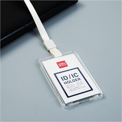 DELI 8319 Vertical Name Badge with Lanyard - White