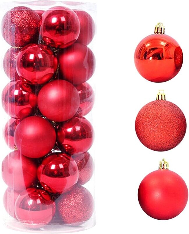 Christmas 6cm Tree Ball Decorations 8pcs assorted texture #SYQA-0123076 RED