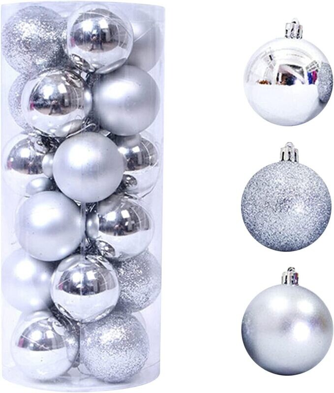 Christmas Tree Ball 6cm Decorations 8pcs assorted texture #SYQA-0123076 SILVER
