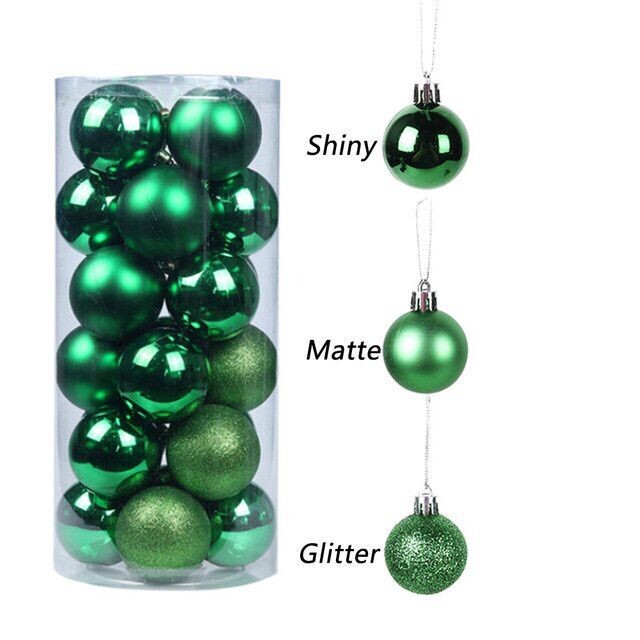 Christmas Tree Ball 6cm Decorations 8pcs assorted texture #SYQA-0123076 Green