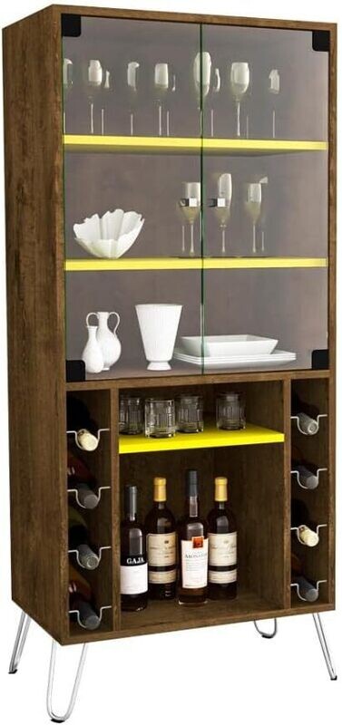 Adega Scala Living Room Cabinet Steel Stand - Rustic Wood Finish
