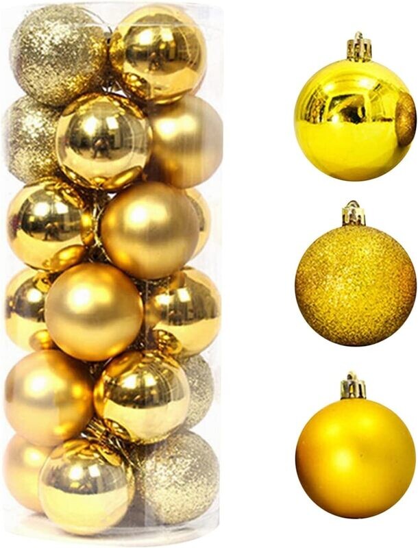 Christmas Tree Ball 6cm Decorations 8pcs assorted texture #SYQA-0123076 Gold