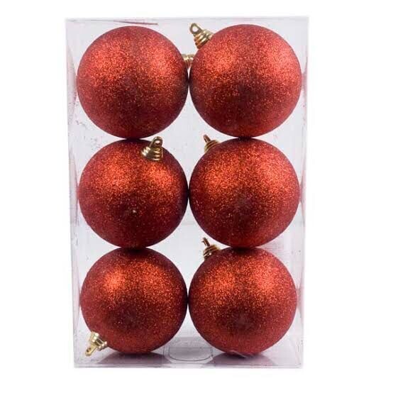 Christmas Tree Ball Decoration 10cm glitter balls 6pcs #SYQA-0123091