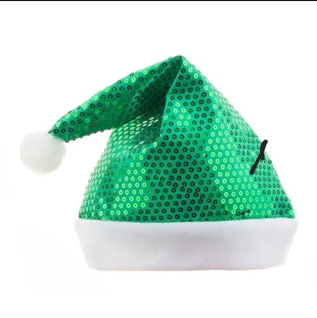 Christmas Paillette Hat 28*40cm Green Christmas hat #SYSDMA-1023109
