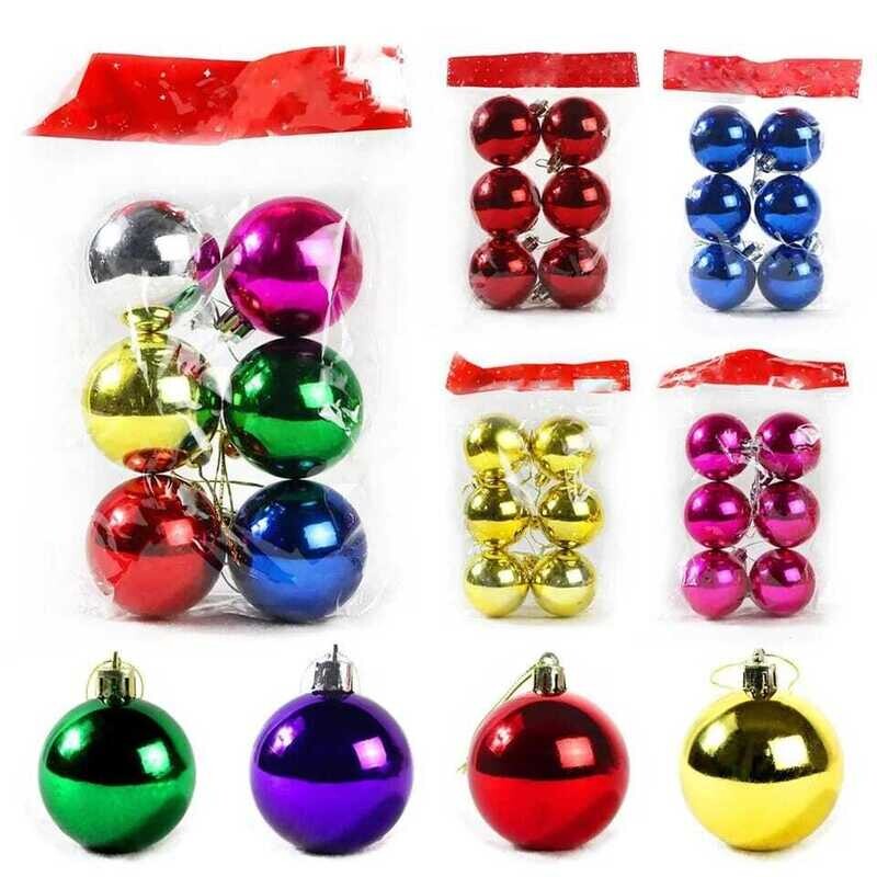 Christmas Tree Balls 4cm Decoration Balls Mixed Colors - Set of 6 (Model: #SYQA-0123268)
