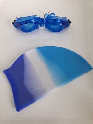 Swimming cap and swimming Goggles set of 2:Swimming Essentials set dual colors