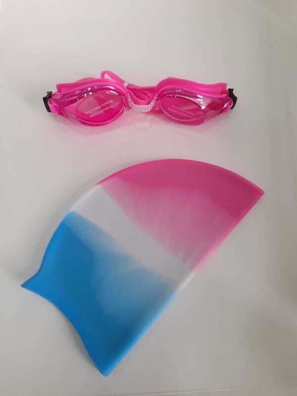 Swimming cap and swimming Goggles set of 2:Swimming Essentials set dual colors PARIS