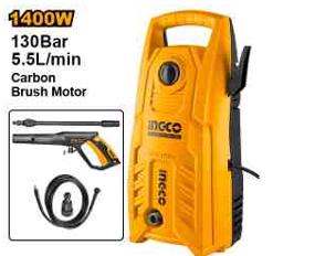 INGCO HPWR14008 High Pressure Washer - 1400W Carbon Brush Motor
