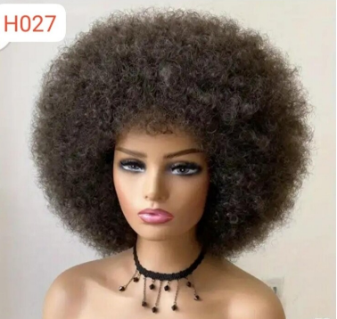 Pure Human Hair Wig H027 - Afro Kinky Coffee Colour 6 Inch