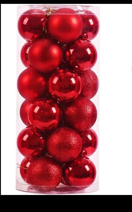 Christmas Tree Balls,8cm 24Pcs red Shinny Decoration