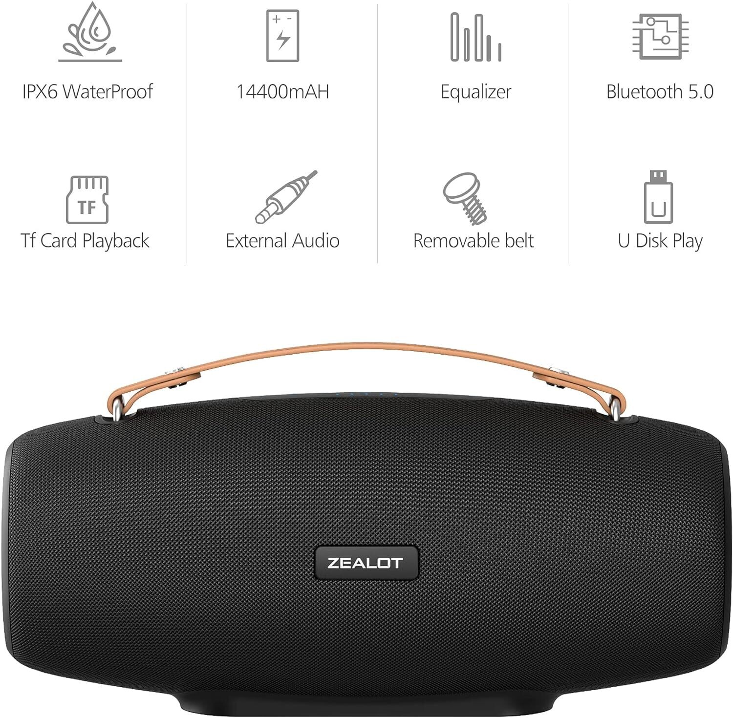 ZEALOT S67 Bluetooth Speaker - 75W Wireless Portable Speaker with IPX6 Waterproof, 14,400mAh Battery,