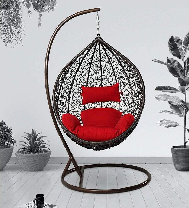Luxurious Single Seater Swing Chair with Stand and cushion - Ideal for Outdoor and Indoor Use