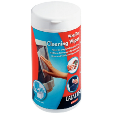 DATALINE 67119 - 50 Wet & 50 Dry Wipes for Screen Cleaning