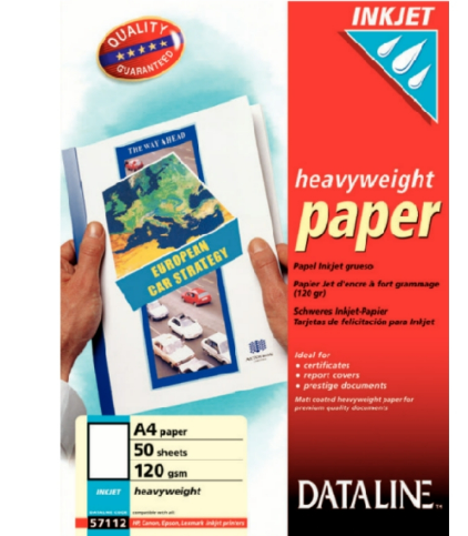 DATALINE 57112 - Inkjet Heavyweight Coated Glossy Paper A4 120g - Matt Finish (50 Sheets per Packet)