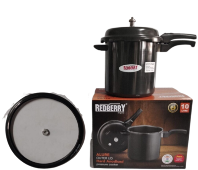 Redberry Hard anodised pressure cooker 5L with free extra gasket & safety valve Non stick