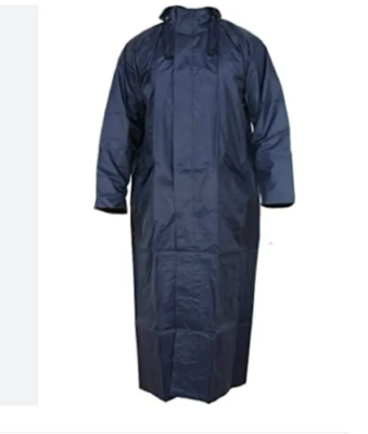 Large Navy Blue Adult Raincoat with Hood - Stay Dry in Style with Model RCOATMILL