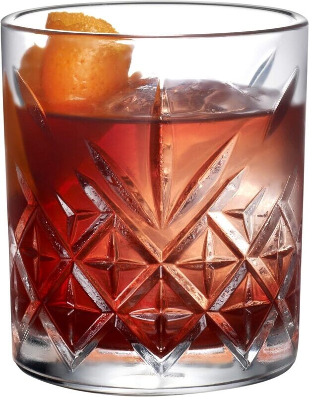 Pasabahce Timeless Whiskey Glass Crystal Design, Height 8.3 cm, 205 ml, Set of 4, Retro Design #52810