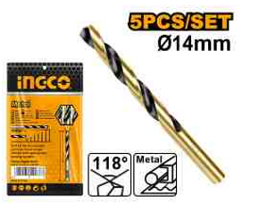 INGCO DBT1101403 HSS Drill Bit Set - Precision 14mm Bits for Versatile Drilling