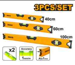 Ingco HSL10403 3 Pcs Spirit Level Set - Accurate and Versatile Levels for Precise Measurements