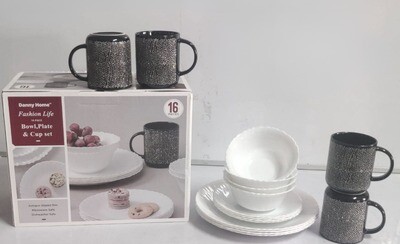 Danny Home Dinner Set 16pc, ceramic with plates, Bowls and side plates