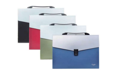 Guangbo HWA76802: Lockable Expanding File Folder A4 - 12 Pockets, Handle, and Style in Black, Blue, Red, or Green