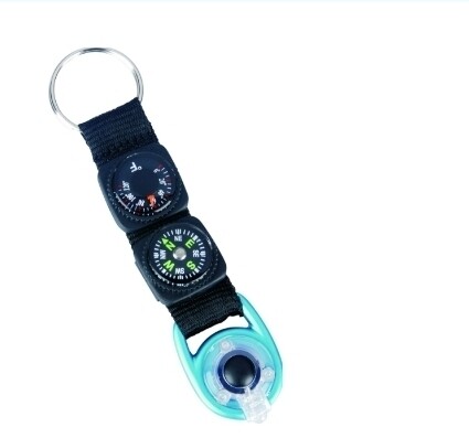 Keyring with LED light, Compass &amp; Thermometer