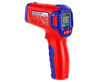 EMTOP Infrared Thermometer ENTR15501 - Precision Temperature Measurement (-30°C~550°C) with Color Display and Alarm