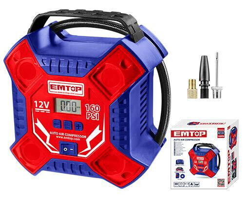 Emtop Air Compressor for Car - Model EAAC3502: 12V, Max 160PSI, Compact and Powerful