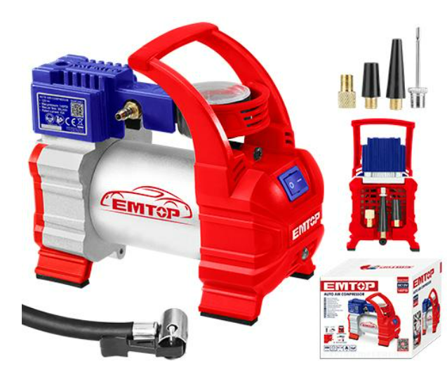 Emtop Auto Air Compressor EAAC3501 - Portable and Powerful DC12V Inflator with LED Light
