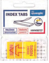 Guangbo &#39;Sign Here&#39; Sticky Notes - 50 Sheets per Pad (Size: 4.9x2.5cm), Pack of 12 - Wholesale Price