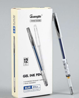 Guangbo HWB72020D GEL Gel Pen - Black Ink, 12pcs Wholesale Pack
