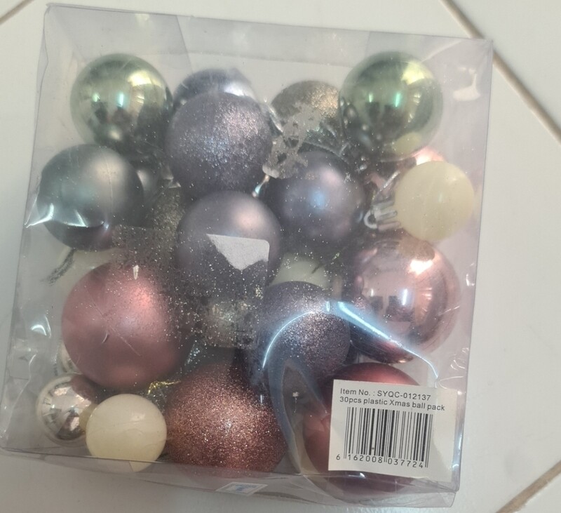 Christmas Decorations Plastic Assorted Sizes Christmas Balls - Set of 30 (Model: 012137)